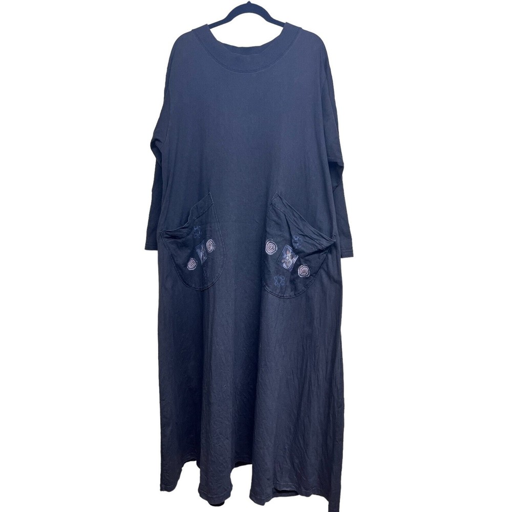 Blue Fish Clothing Organic Cotton Long Sleeve Maxi Dress Black Women’s Size 1?